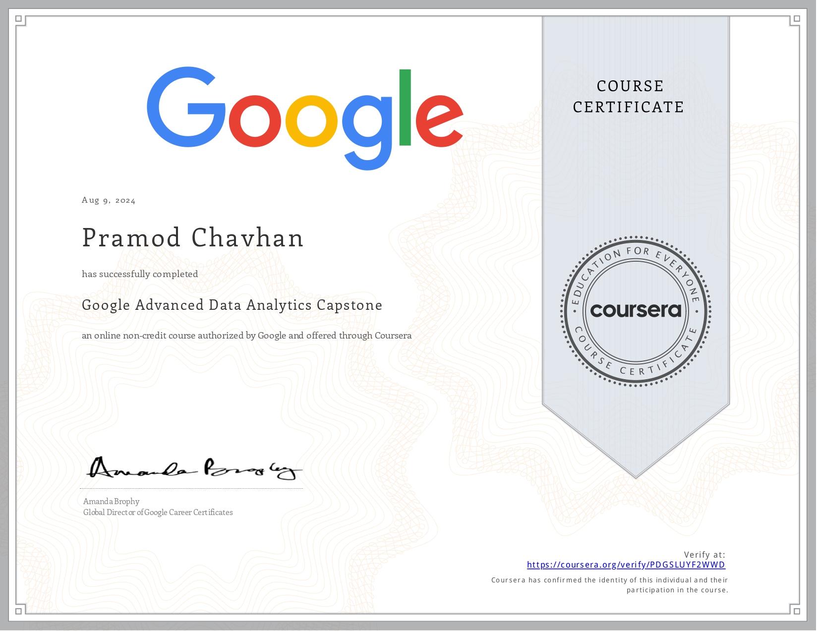 Google Advanced Data Analytics Capstone — Coursera / Google