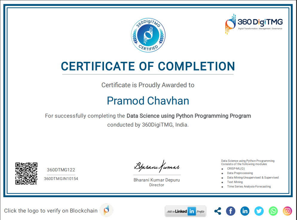 Data Science using Python Programming — 360DigiTMG