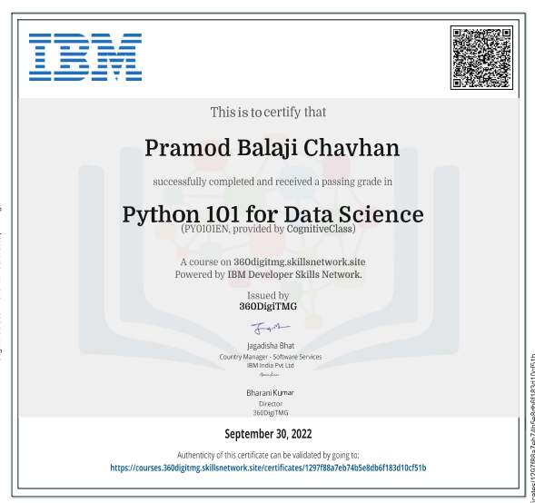 Python 101 for Data Science — IBM / 360DigiTMG